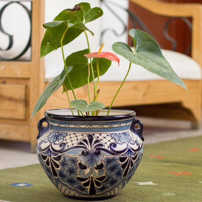 Ceramic flower pot, Garden Blues