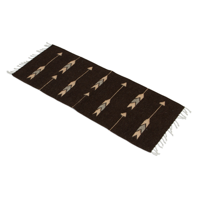 Wool area rug, 'Arrows of Time' (1x3) - Arrow Pattern Wool Area Rug from Mexico (1x3)