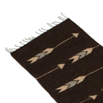 Wool area rug, 'Arrows of Time' (1x3) - Arrow Pattern Wool Area Rug from Mexico (1x3)
