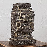 Ceramic figurine, 'Tlaloc' - Ceramic Figurine of an Aztec God from Mexico