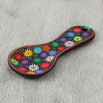 Dekorative Löffelablage aus Keramik - Florale dekorative Löffelablage aus Keramik aus Mexiko