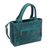 Leather shoulder bag, 'Flower Carrier in Teal' - Floral Leather Shoulder Bag in Teal from Mexico (image 2a) thumbail