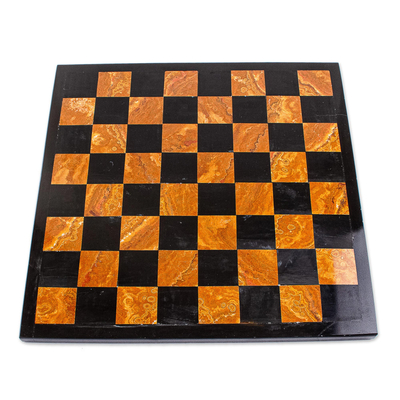 Juego de ajedrez de mármol - Juego de ajedrez de mármol marrón y negro hecho a mano en México