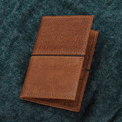 Leather document wallet, 'Sleek Style in Brown' - Handcrafted Leather Document Wallet in Brown from Mexico