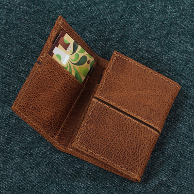 Leather wallet, 'Sleek Design in Brown' - Artisan Crafted Leather Wallet in Brown from Mexico