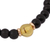 Gold accented amber and onyx beaded stretch bracelet, 'Ancient Depth' - Amber and Onyx Beaded Stretch Bracelet with 14k Gold Accents