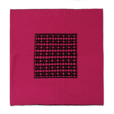 Cotton cushion cover, 'Lovely Magenta' - Handwoven Cotton Cushion Cover in Magenta from Mexico