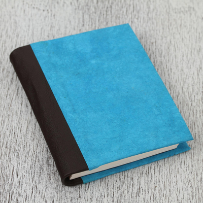 Leather accent recycled paper journal, Sky Memories