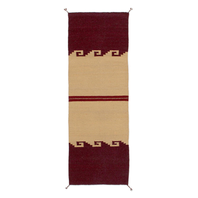 Wave Pattern Handwoven Wool Table Runner from Mexico
