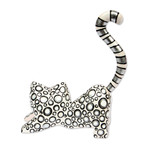 Wood alebrije figurine, 'Curiosity Cousin in White' - Handcrafted White Wood Alebrije Playful Cat Figurine