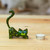 Wood alebrije figurine, 'Curiosity Cousin in Green' - Handcrafted Green Wood Alebrije Playful Cat Figurine (image 2j) thumbail