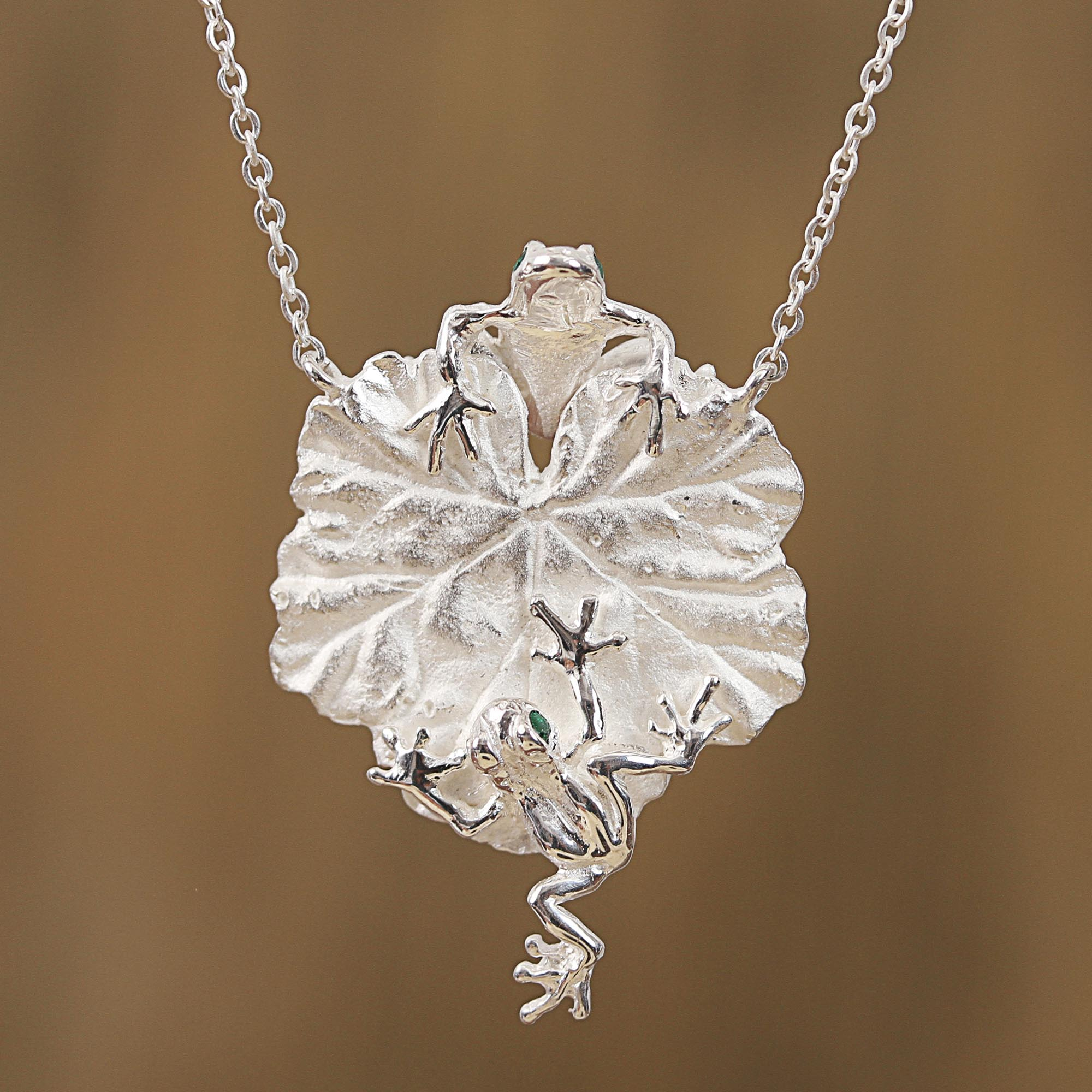 silver frog necklace