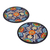 Ceramic dessert plates, 'Raining Flowers' (pair) - Talavera Ceramic Dessert Plates from Mexico (Pair) (image 2a) thumbail