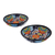 Ceramic bowls, 'Raining Flowers' (pair) - Hand-Painted Talavera Ceramic Bowls from Mexico (Pair) (image 2a) thumbail