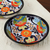 Ceramic bowls, 'Raining Flowers' (pair) - Hand-Painted Talavera Ceramic Bowls from Mexico (Pair)