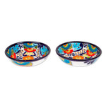 Ceramic bowls, 'Raining Flowers' (pair) - Hand-Painted Talavera Ceramic Bowls from Mexico (Pair)