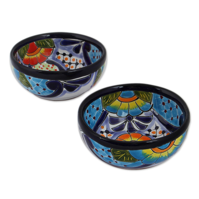 Cuencos de cerámica para condimentos, (par) - Cuencos para Condimentos de Cerámica Talavera de México (Pareja)