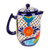 Ceramic coffee pot, 'Raining Flowers' - Hand-Painted Talavera Style Ceramic Coffee Pot from Mexico (image 2a) thumbail