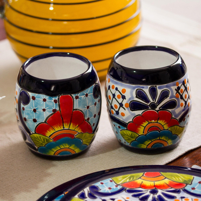Ceramic juice glasses, Raining Flowers (pair)
