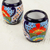 Ceramic juice glasses, 'Raining Flowers' (pair) - Handmade Talavera Ceramic Juice Glasses from Mexico (Pair) (image 2b) thumbail
