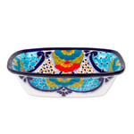 Ceramic serving bowl, 'Raining Flowers' - Hand-Painted Talavera Ceramic Serving Bowl from Mexico