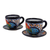 Ceramic cups and saucers, 'Raining Flowers' (set for 2) - Talavera Style Ceramic Cups and Saucers from Mexico (Pair) (image 2b) thumbail