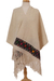 Wool shawl, 'Ivory Light' - Handwoven Geometric Wool Shawl in Ivory from Mexico thumbail