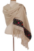 Wool shawl, 'Ivory Light' - Handwoven Geometric Wool Shawl in Ivory from Mexico (image 2b) thumbail