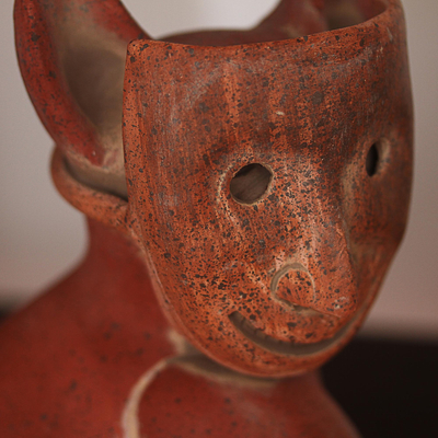 Keramikskulptur - Handgefertigte rustikale Hundeskulptur aus Keramik aus Mexiko