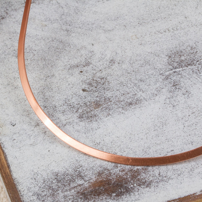 Copper collar necklace, 'Idyllic Fantasy' - Brushed-Satin Copper Collar Necklace from Mexico