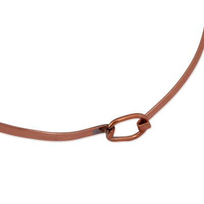 Copper collar necklace, 'Idyllic Fantasy' - Brushed-Satin Copper Collar Necklace from Mexico