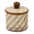 Ceramic decorative jar, 'Cloud Crossing in Green' - Green Striped Ceramic Cylindrical Decorative Jar