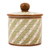 Ceramic decorative jar, 'Cloud Crossing in Green' - Green Striped Ceramic Cylindrical Decorative Jar (image 2c) thumbail