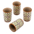 Ceramic tequila cups, 'Dawn and Dale' (set of 4) - Green and Grey Floral Motif Ceramic Tequila Cups (Set of 4)