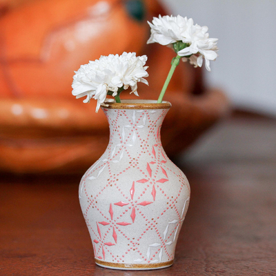 NOVICA Windmill Trellis Bloom Ceramic Vase 