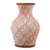 Jarrón de ceramica - Florero de cerámica con motivo de enrejado rojo pimentón y blanco cálido