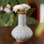 Ceramic vase, 'Chevron Tears' - Handcrafted Blue and Ivory Chevron Motif Ceramic Flower Vase thumbail