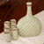 Ceramic tequila decanter and cups, 'Cloud Crossing in Green' (7-piece set) - Green Ceramic Tequila Decanter and Cups 7-Piece Set