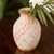 Ceramic vase, 'Windmill Terrace' - White and Paprika Red Trellis Motif Ceramic Flower Vase