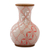 Ceramic vase, 'Windmill Trellis Bloom' - Paprika Red and White Trellis Motif Ceramic Fluted Vase (image 2b) thumbail