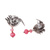 Agate dangle earrings, 'Precious Liberty' - Pink Agate Bird Dangle Earrings from Mexico