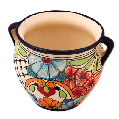 Maceta de cerámica - Maceta floral de cerámica estilo Talavera de México