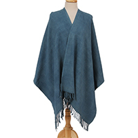 Cotton rebozo shawl, 'Azure Nature' - Handwoven Pacific Blue Cotton Rebozo from Mexico