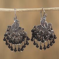 Sterling silver filigree waterfall earrings,