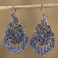 Sterling silver filigree waterfall earrings,
