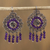 Sterling silver filigree chandelier earrings, 'Mexican Shield in Purple' - Sterling Silver Filigree Chandelier Earrings in Purple thumbail