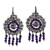 Sterling silver filigree chandelier earrings, 'Mexican Shield in Purple' - Sterling Silver Filigree Chandelier Earrings in Purple (image 2a) thumbail