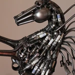 Upcycled metal auto part sculpture, 'Iron Horse' - Upcycled Metal Motorcycle Horse Sculpture from Mexico