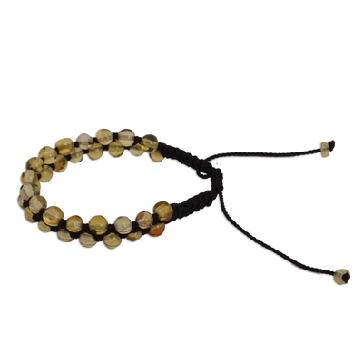 Amber beaded macrame bracelet, 'Beads of Desire' - Natural Amber Beaded Macrame Bracelet from Mexico