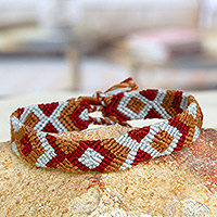 Cotton macrame wristband bracelet, 'Earthen Oasis' - Earth-Tone Cotton Macrame Wristband Bracelet from Mexico